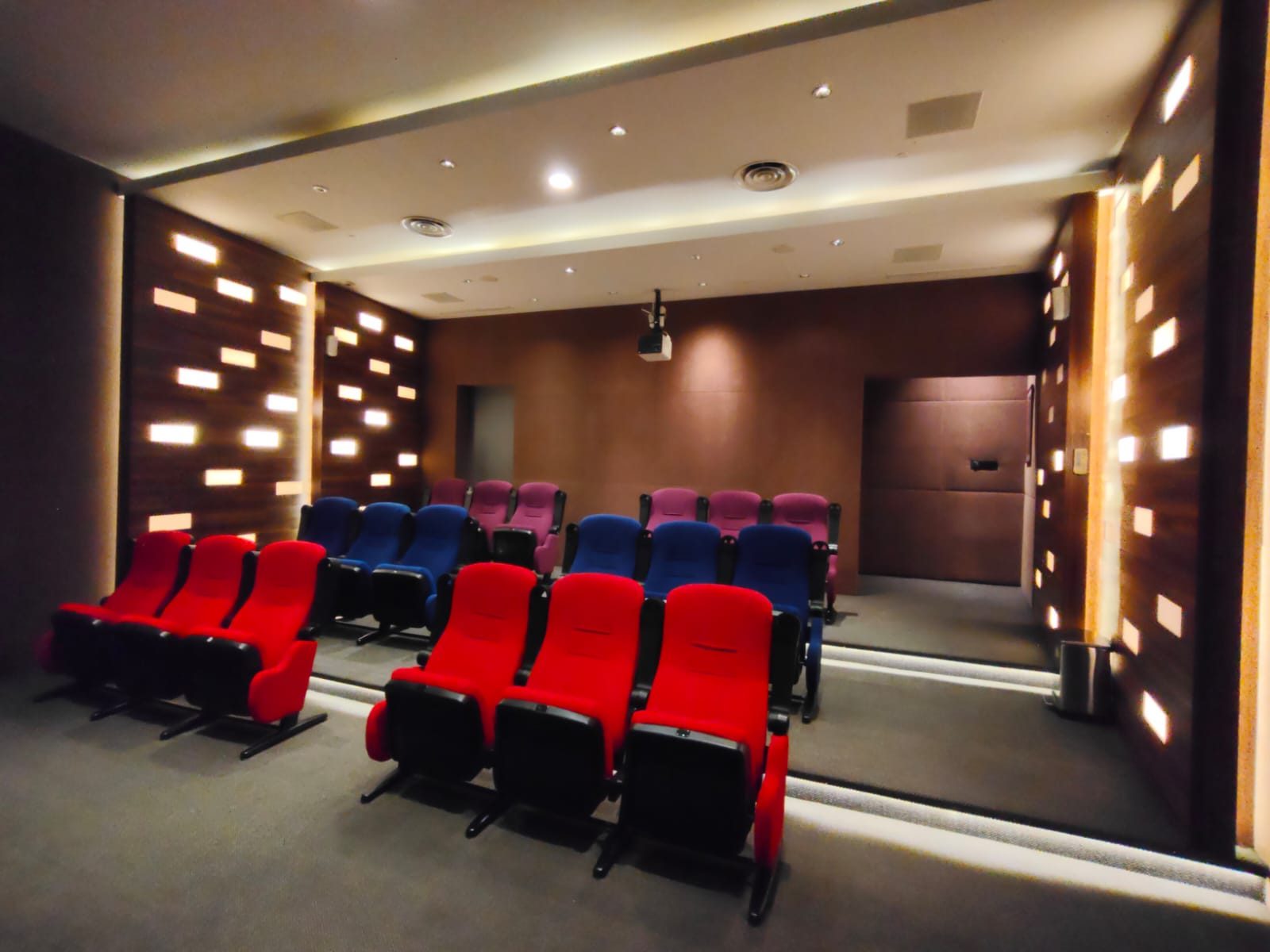 Private cinema with tiered seating